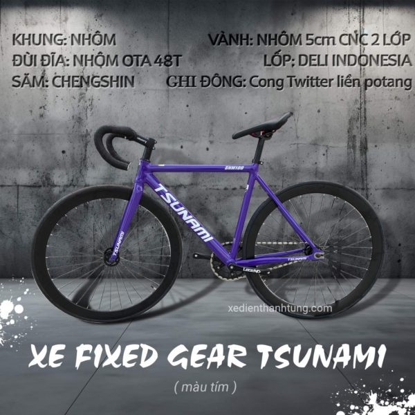Xe Đạp Fixed Gear Tsunami SNM 100 màu tím