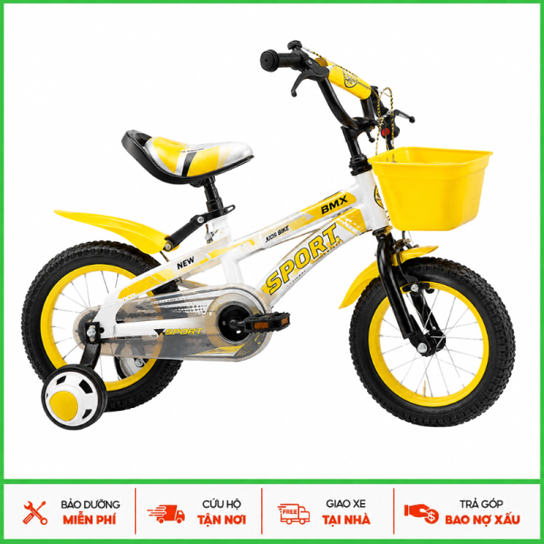 Xe đạp trẻ em 3 bánh BMX Sport vành 12 Vàng