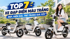 xe đạp điện màu trắng