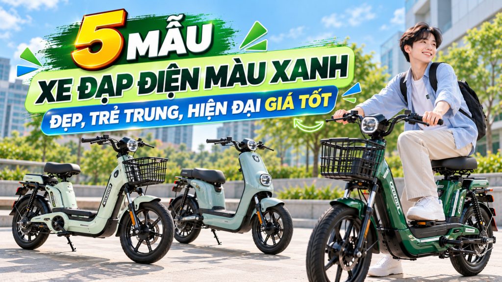 xe đạp điện màu xanh