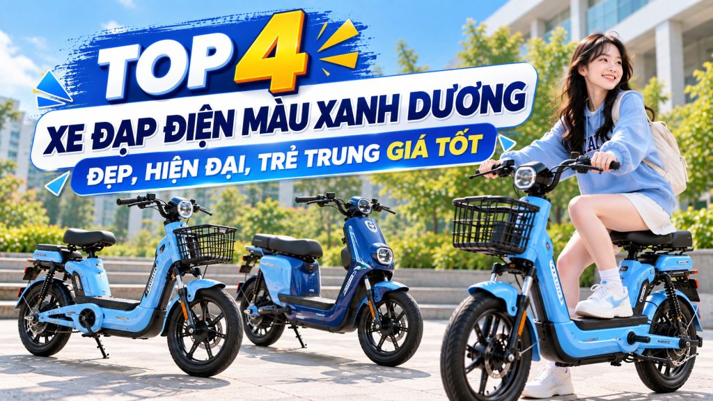 xe đạp điện màu xanh dương