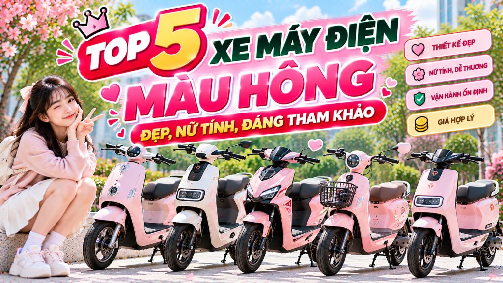 xe máy điện màu hồng